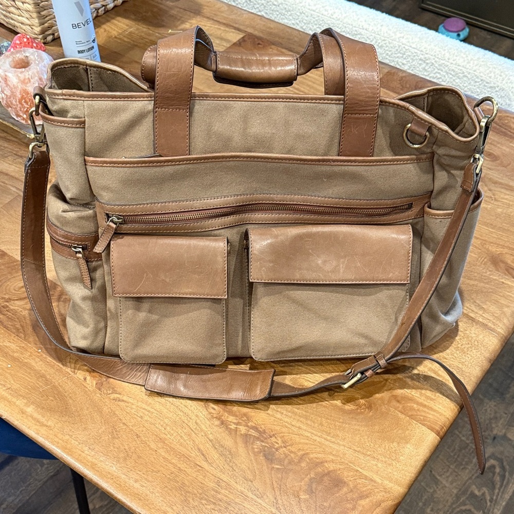 Levenger Tan and Brown Messenger Bag